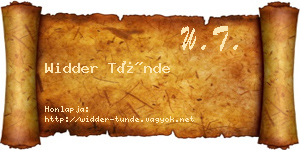 Widder Tünde névjegykártya